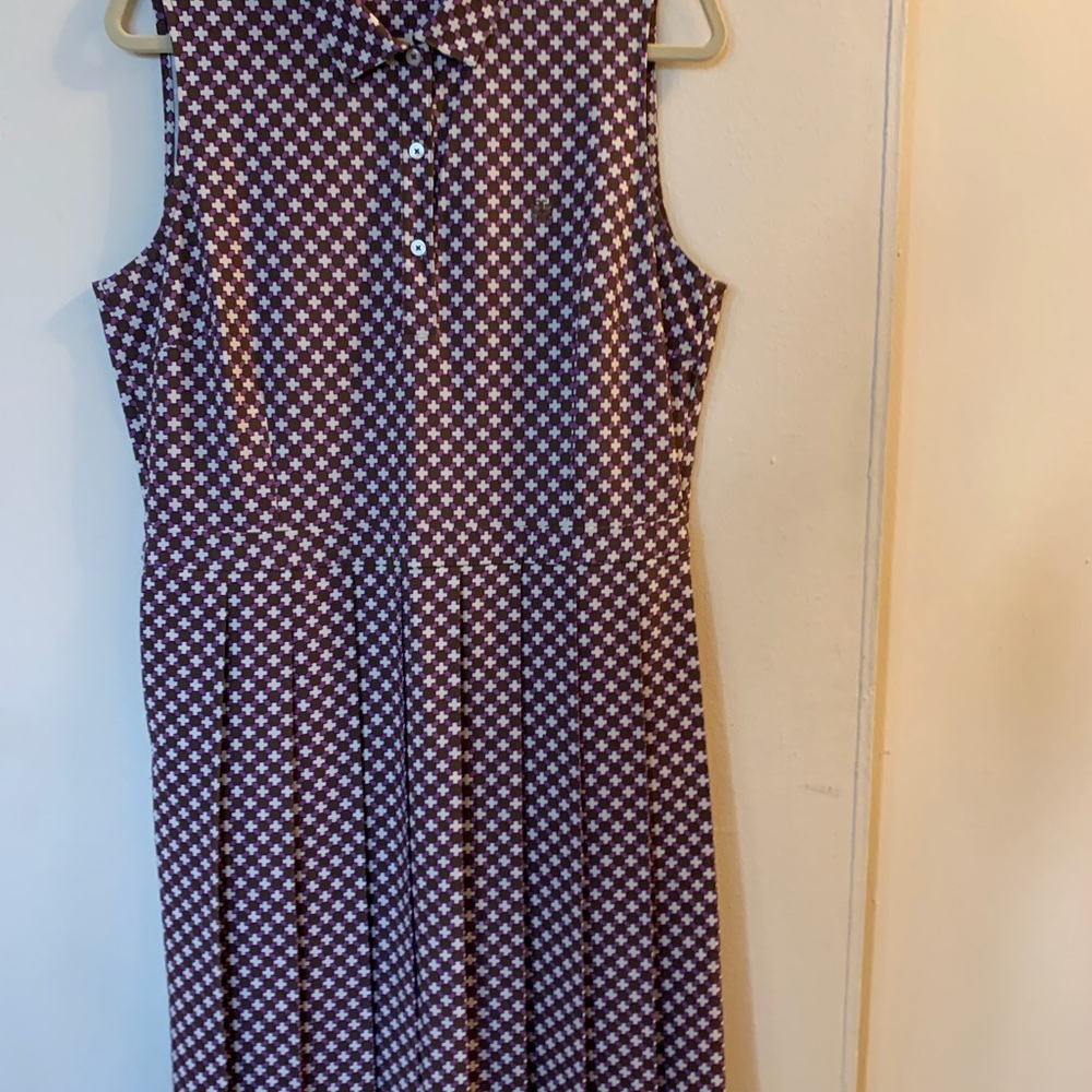 Tory Sport Brown and White Patterned Midi Dress